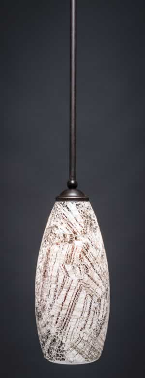 Zilo 1 Light Mini Pendant Shown In Dark Granite Finish With 5.5" Natural Fusion Glass