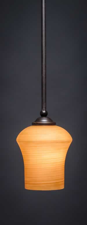 Zilo 1 Light Mini Pendant Shown In Dark Granite Finish With 5.5" Zilo Cayenne Linen Glass