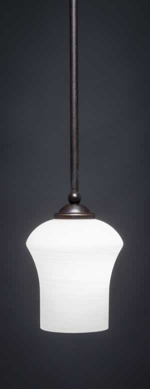 Zilo 1 Light Mini Pendant Shown In Dark Granite Finish With 5.5" Zilo White Linen Glass