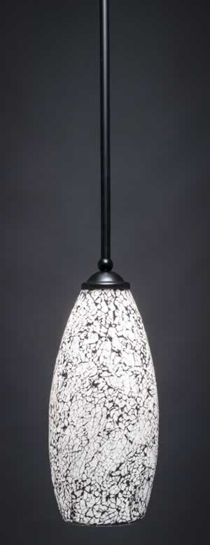 Zilo 1 Light Mini Pendant Shown In Matte Black Finish With 5.5" Black Fusion Glass