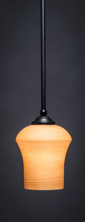 Zilo 1 Light Mini Pendant Shown In Matte Black Finish With 5.5" Zilo Cayenne Linen Glass