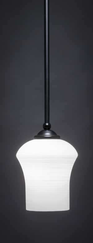 Zilo 1 Light Mini Pendant Shown In Matte Black Finish With 5.5" Zilo White Linen Glass