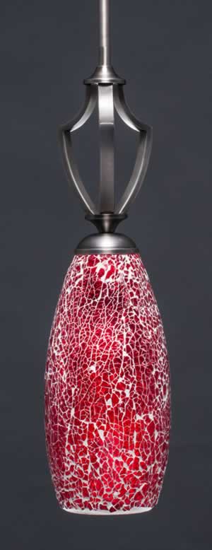 Zilo 1 Light Mini Pendant Shown In Graphite Finish With 5.5" Red Fusion Glass
