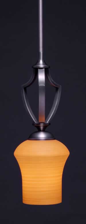 Zilo 1 Light Mini Pendant Shown In Graphite Finish With 5.5" Zilo Cayenne Linen Glass