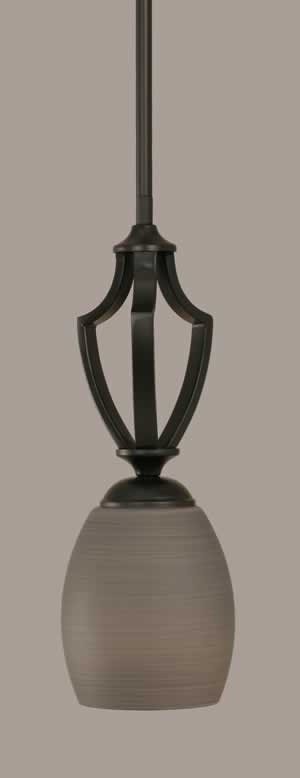 Zilo 1 Light Mini Pendant Shown In Matte Black Finish With 5 Gray Linen Glass