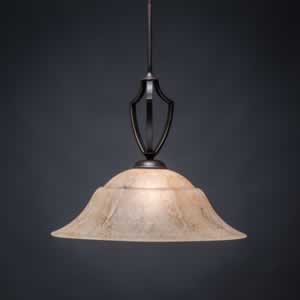 Zilo Pendant Shown In Dark Granite Finish With 20” Italian Marble Glass