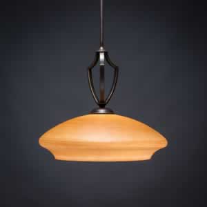 Zilo Pendant Shown In Dark Granite Finish With 18" Zilo Cayenne Linen Glass