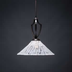 Zilo Pendant Shown In Dark Granite Finish With 16” Italian Ice Glass