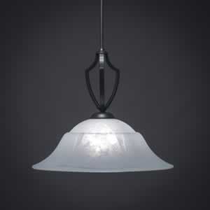 Zilo Pendant Shown In Matte Black Finish With 20” White Marble Glass