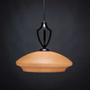 Zilo Pendant Shown In Matte Black Finish With 18" Zilo Cayenne Linen Glass