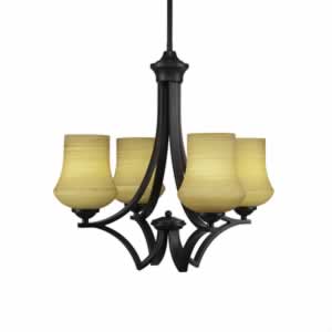 Zilo 4 Light Chandelier Shown In Dark Granite Finish With 5.5" Zilo Cayenne Linen Glass