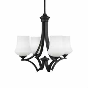 Zilo 4 Light Chandelier Shown In Dark Granite Finish With 5.5" Zilo White Linen Glass