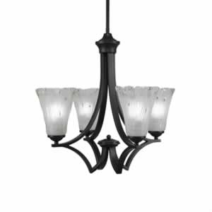 Zilo 4 Light Chandelier Shown In Dark Granite Finish With 5.5" Fluted Frosted Crystal Glass