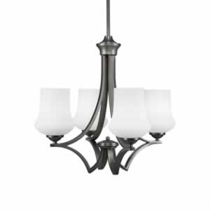 Zilo 4 Light Chandelier Shown In Graphite Finish With 5.5" Zilo White Linen Glass