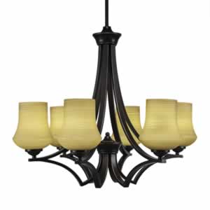 Zilo 6 Light Chandelier Shown In Dark Granite Finish With 5.5" Zilo Cayenne Linen Glass