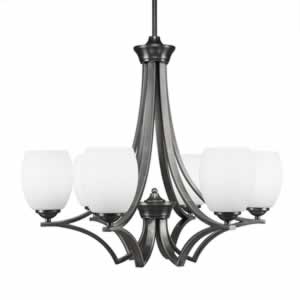 Zilo 6 Light Chandelier Shown In Graphite Finish With 5" White Linen Glass