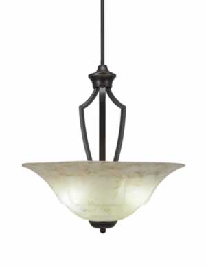 Zilo Pendant With 3 Bulbs Shown In Dark Granite Finish With 20" Italian Marble Glass