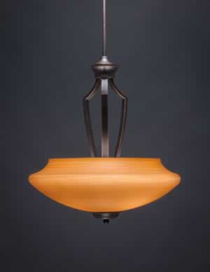 Zilo Pendant With 3 Bulbs Shown In Dark Granite Finish With 18" Zilo Cayenne Linen Glass