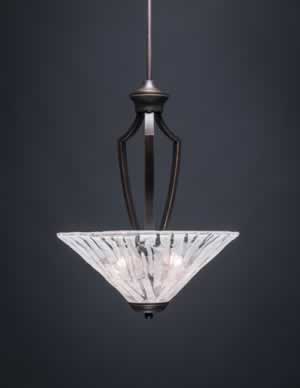 Zilo Pendant With 3 Bulbs Shown In Dark Granite Finish With 16" Italian Ice Glass