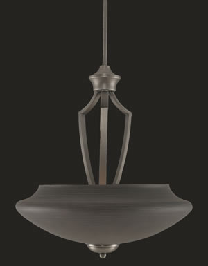 Zilo Pendant With 3 Bulbs Shown In Dark Granite Finish With 18" Zilo Gray Linen Glass