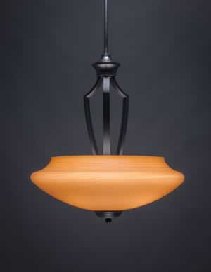 Zilo Pendant With 3 Bulbs Shown In Matte Black Finish With 18" Zilo Cayenne Linen Glass