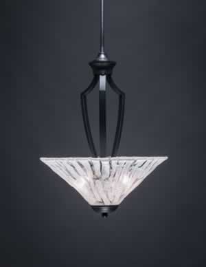Zilo Pendant With 3 Bulbs Shown In Matte Black Finish With 16" Italian Ice Glass