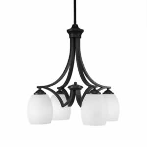 Zilo 4 Light Chandelier Shown In Dark Granite Finish With 5" White Linen Glass