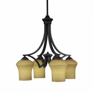 Zilo 4 Light Chandelier Shown In Dark Granite Finish With 5.5" Zilo Cayenne Linen Glass