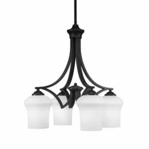 Zilo 4 Light Chandelier Shown In Dark Granite Finish With 5.5" Zilo White Linen Glass