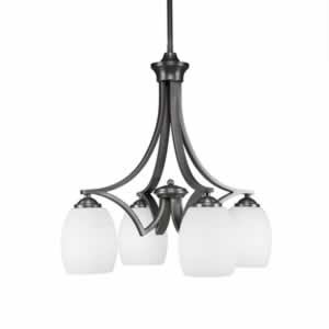 Zilo 4 Light Chandelier Shown In Graphite Finish With 5" White Linen Glass