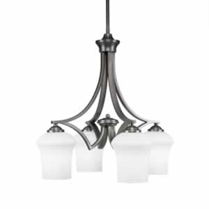 Zilo 4 Light Chandelier Shown In Matte Black Finish With 5.5" Zilo White Linen Glass