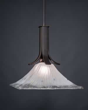 Apollo Pendant With Hang Straight Swivel Shown In Dark Granite Finish with Square 17” Square Frosted Crystal Glass