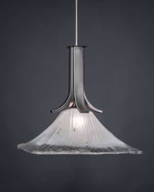 Apollo Pendant With Hang Straight Swivel Shown In Graphite Finish with Square 17” Square Frosted Crystal Glass