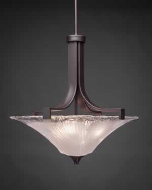 Apollo 3 Bulb Pendant With Hang Straight Swivel Shown In Dark Granite Finish with Square 17” Square Frosted Crystal Glass