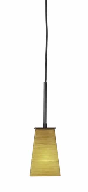 Apollo Cord Mini Pendant With Hang Straight Swivel Shown In Dark Granite Finish With 5" Square Cayenne Linen Glass