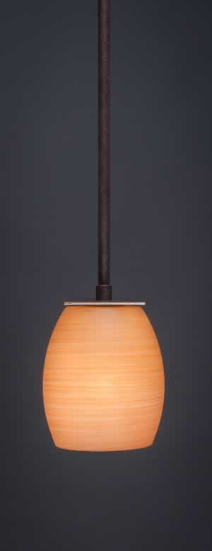 Apollo Stem Mini Pendant With Hang Straight Swivel Shown In Dark Granite Finish With 5" Cayenne Linen Glass