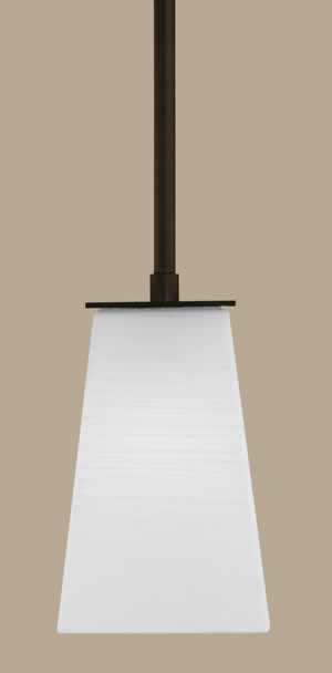 Apollo Stem Mini Pendant With Hang Straight Swivel Shown In Dark Granite Finish With 5" Square White Linen Glass