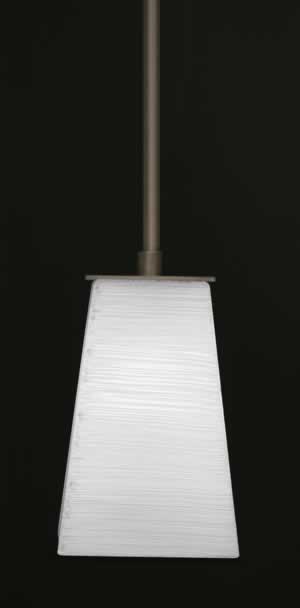 Apollo Stem Mini Pendant With Hang Straight Swivel Shown In Graphite Finish With 5" Square White Linen Glass