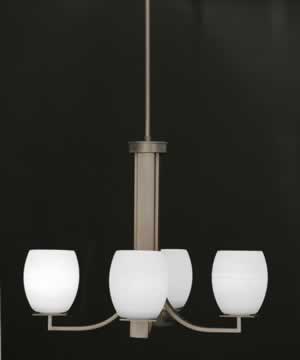 Apollo 4 Light Chandelier With Hang Straight Swivel Shown In Graphite Finish With 5.5" White Linen Glass