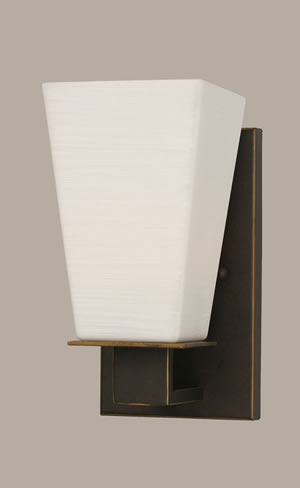 Apollo Wall Sconce Shown In Dark Granite Finish With 5" Square White Linen Glass