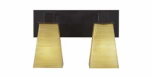 Apollo 2 Light Bath Bar Shown In Dark Granite Finish With 5" Square Cayenne Linen Glass