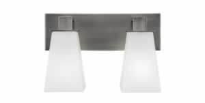 Apollo 2 Light Bath Bar Shown In Graphite Finish With 5" Square White Linen Glass