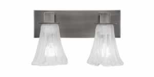 Apollo 2 Light Bath Bar Shown In Graphite Finish With 5.5" Fluted Italian Ice Glass