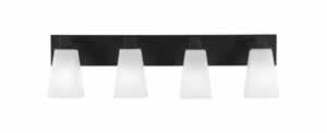 Apollo 4 Light Bath Bar Shown In Dark Granite Finish With 5" Square White Linen Glass