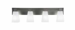 Apollo 4 Light Bath Bar Shown In Graphite Finish With 5" Square White Linen Glass