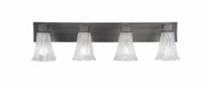 Apollo 4 Light Bath Bar Shown In Graphite Finish With 5.5" Fluted Italian Ice Glass