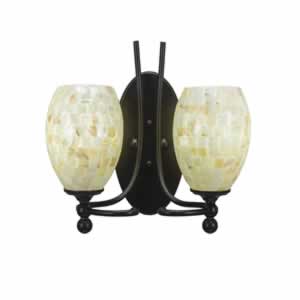 Capri 2 Light Wall Sconce Shown In Bronze Finish With 5" Sea Shell Glass