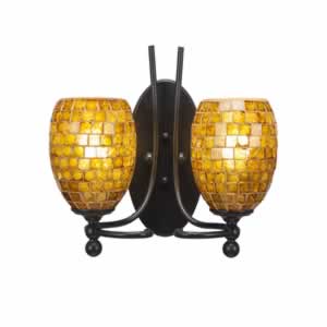 Capri 2 Light Wall Sconce Shown In Bronze Finish With 5" Mosaic Glass