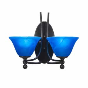 Capri 2 Light Wall Sconce Shown In Bronze Finish With 7" Blue Italian Glass