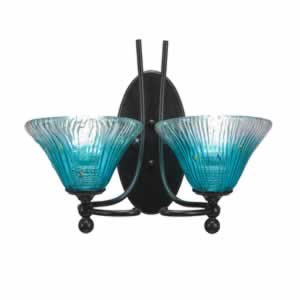 Capri 2 Light Wall Sconce Shown In Bronze Finish With 7" Teal Crystal Glass